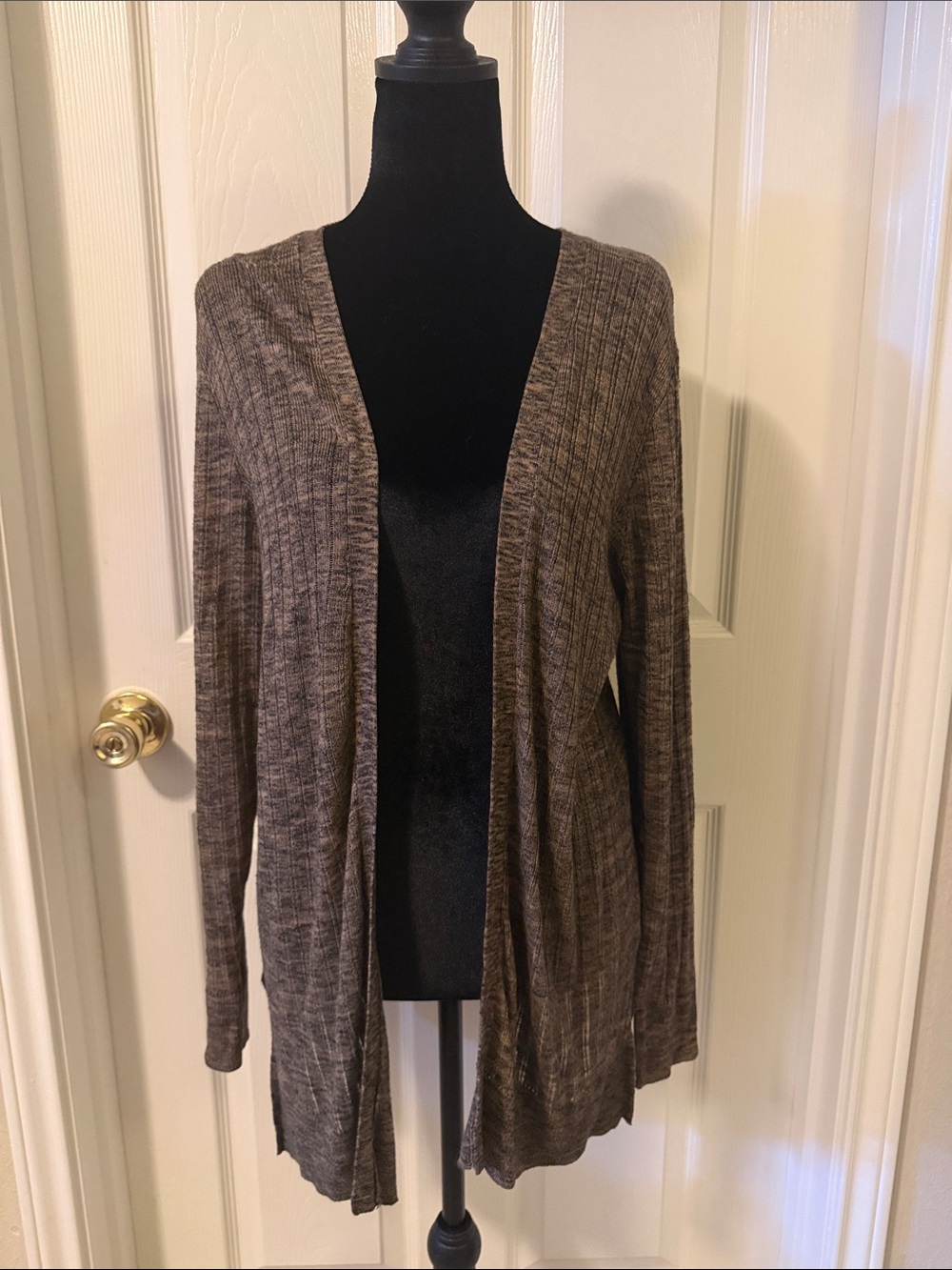 croft & barrow Chocolate Brown Ribbed Open-Front Cardigan